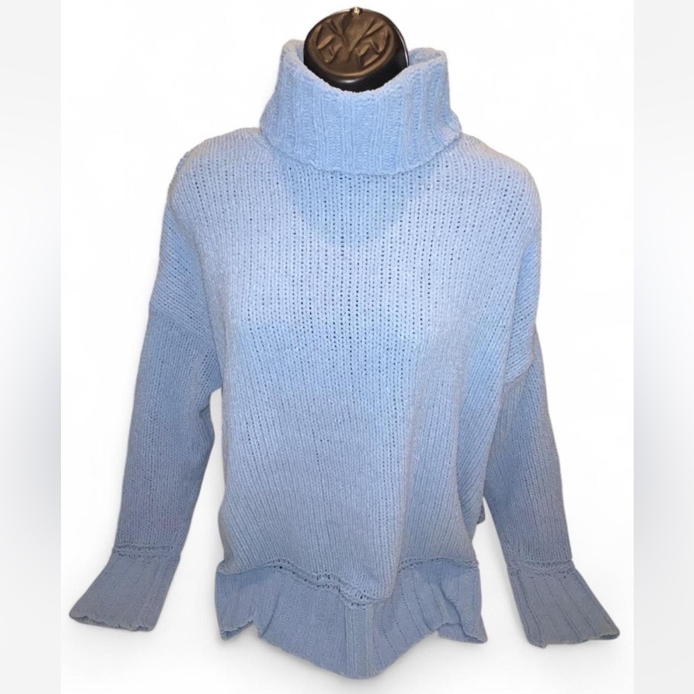 Aerie Light Blue Chenille Oversized Turtleneck Sweater